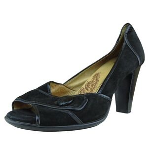 Sofft Women Peep Toe Heel Shoes  Black Leather Size‎ 7.5 Medium (B, M)